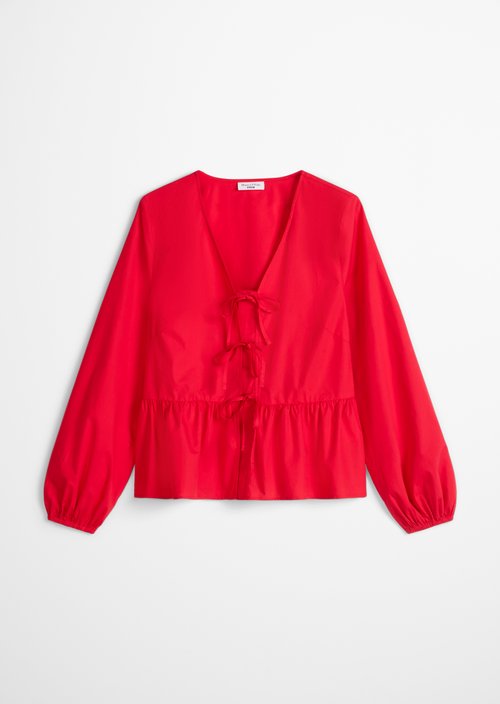 Relaxed bow blouse — Carmine Red