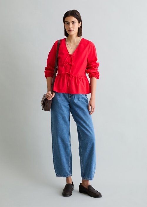 Relaxed bow blouse — Carmine Red
