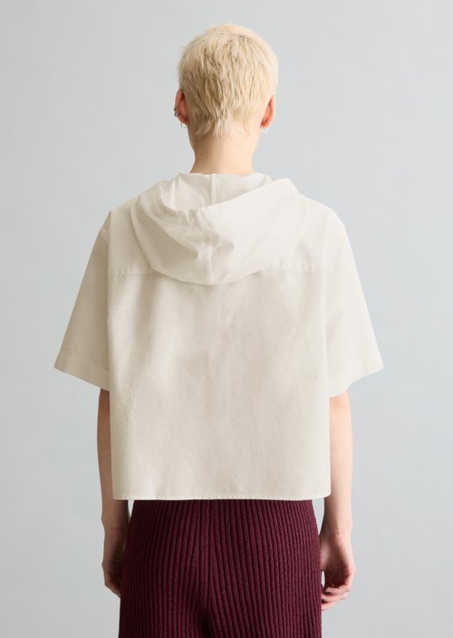 Hooded blouse relaxed cropped — Silky White