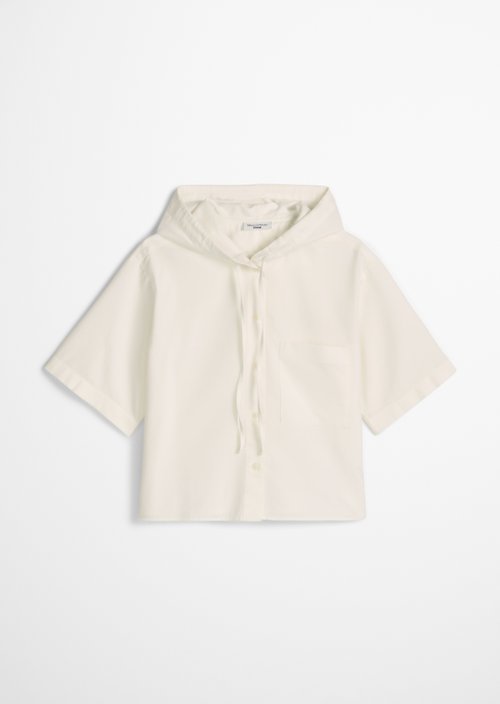 Hooded blouse relaxed cropped — Silky White