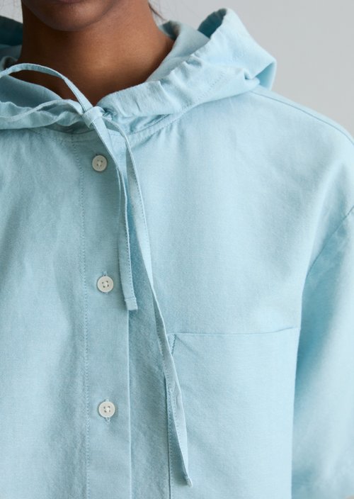 Hooded blouse relaxed cropped — Light Blue