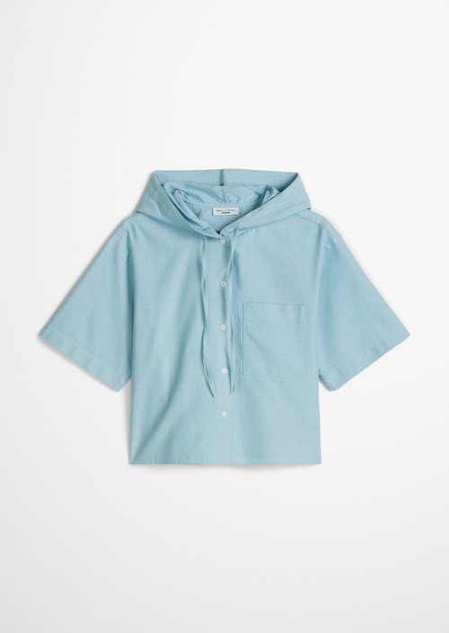 Hooded blouse relaxed cropped — Light Blue