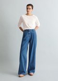 Jeans model Tomma wide with pineapple leaf fibers - blue | Wide
