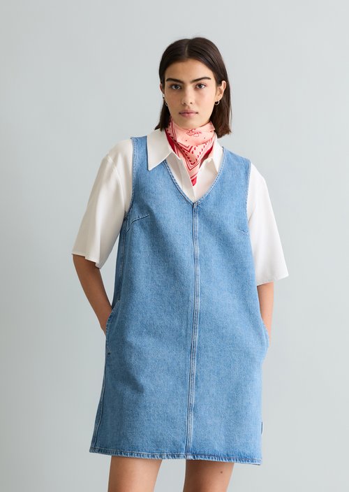 Mini jeans dress loose — Medium Blue