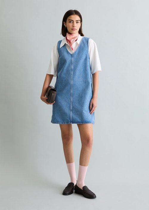 Mini jeans dress loose — Medium Blue