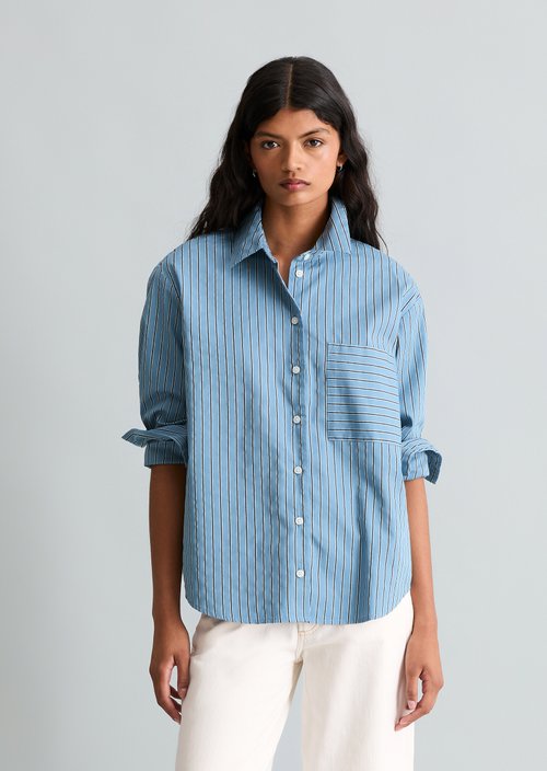 Regular striped blouse — Light Blue