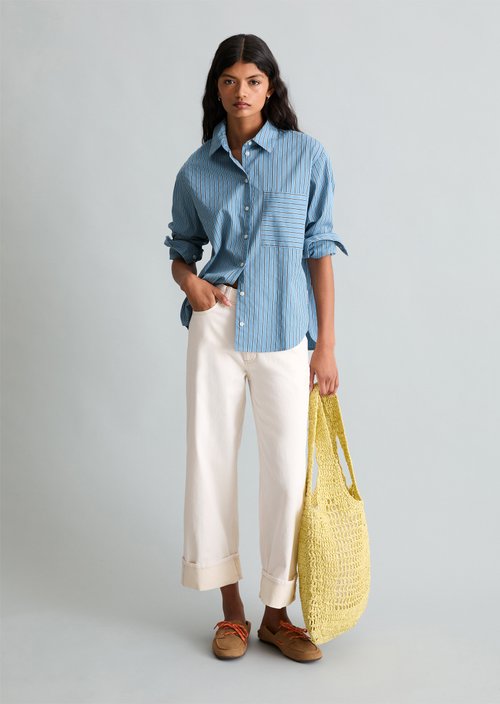 Marc O'Polo Regular gestreepte blouse, Dames, blauw, Xxs, 69% Katoen, 31% Lyocell