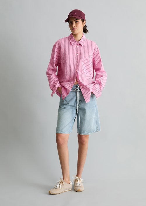 Marc O'Polo Regular gestreepte blouse, Dames, roze, Xxs, 69% Katoen, 31% Lyocell