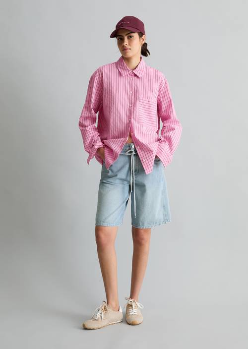 Regular gestreepte blouse Light Pink in vooraanzicht