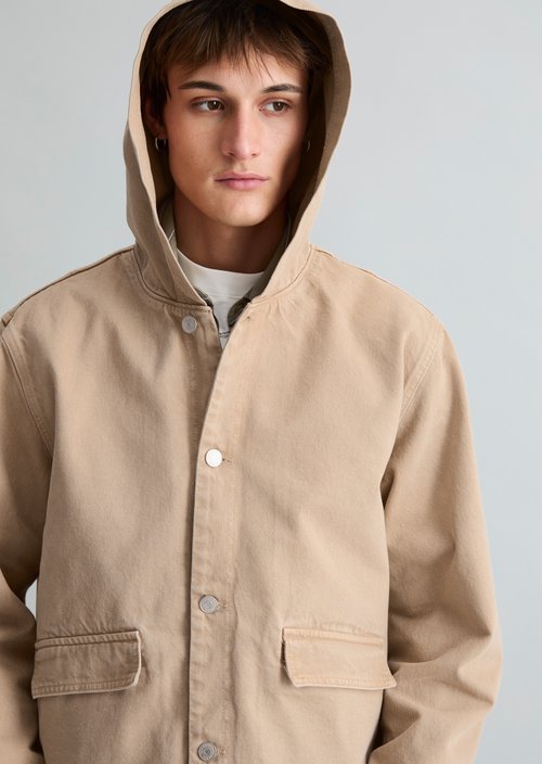 Regular hooded denim blouson — Light Beige