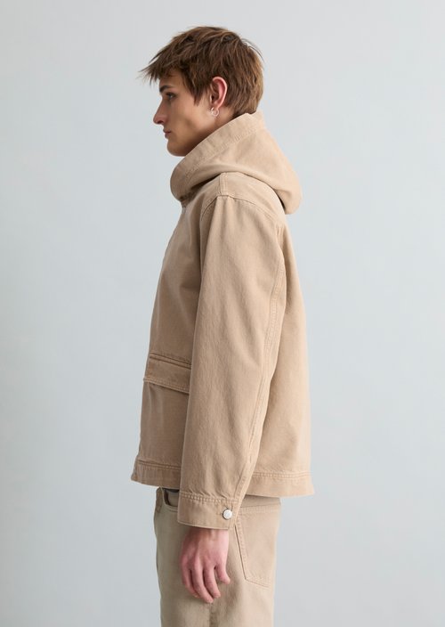 Regular hooded denim blouson — Light Beige