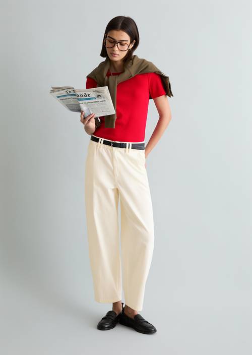 Barrel-Pants cropped Creamy White in Frontalansicht