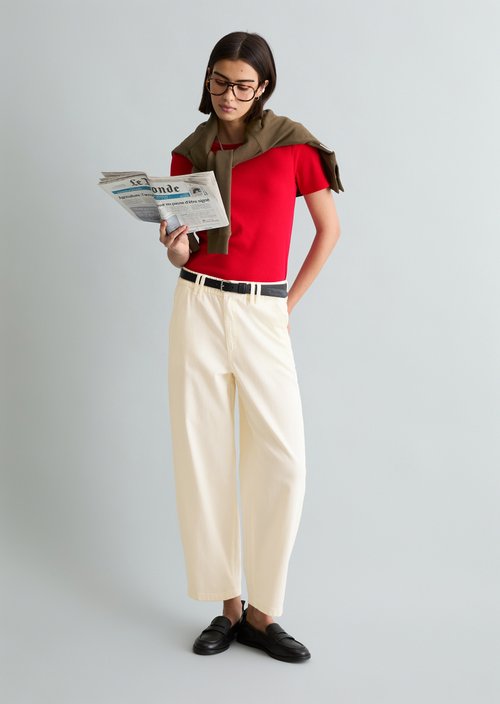 Barrel pants cropped — Creamy White