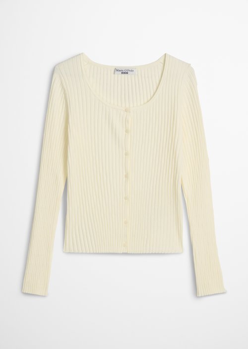 Rib knit cardigan slim — Creamy White