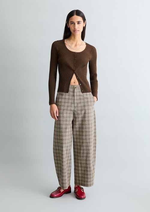 Rib knit cardigan slim — Hazelnut Brown