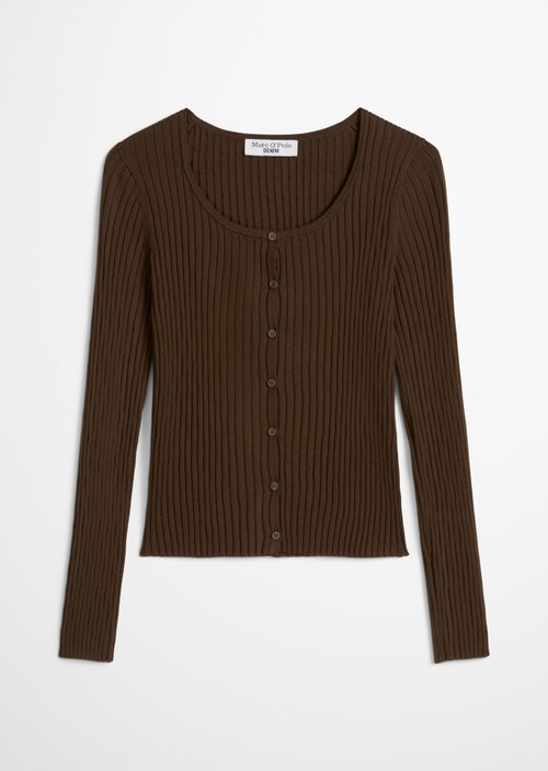 Rib knit cardigan slim — Hazelnut Brown