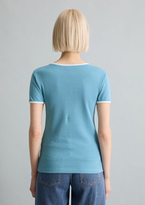 T-shirt with structure slim — Medium Blue