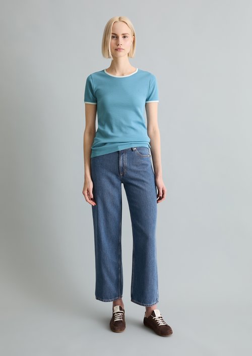 T-shirt with structure slim — Medium Blue