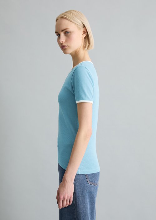 T-shirt with structure slim — Medium Blue