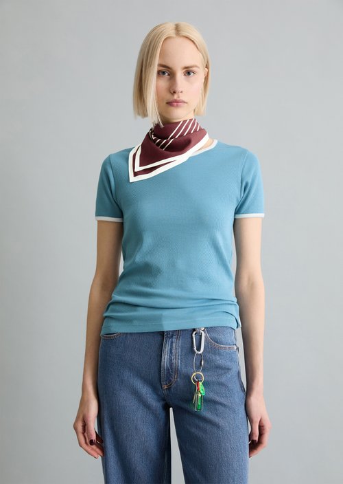 T-shirt with structure slim — Medium Blue