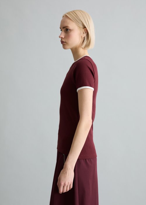 T-shirt with structure slim — Dark Red