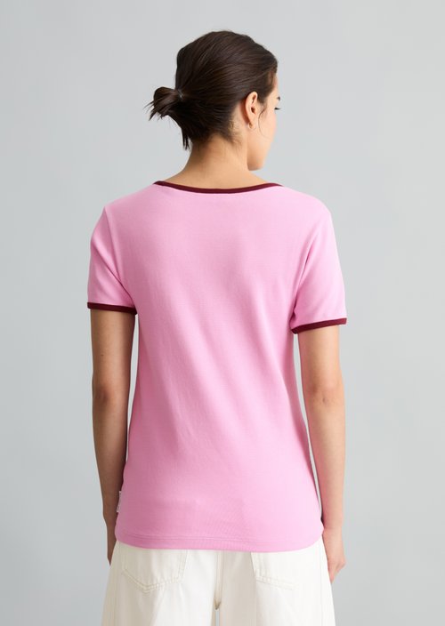T-shirt with structure slim — Medium Pink
