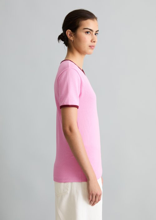 T-shirt with structure slim — Medium Pink