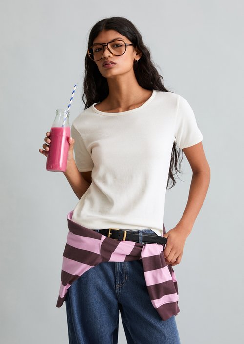 DfC T-shirt with structure relaxed — Silky White
