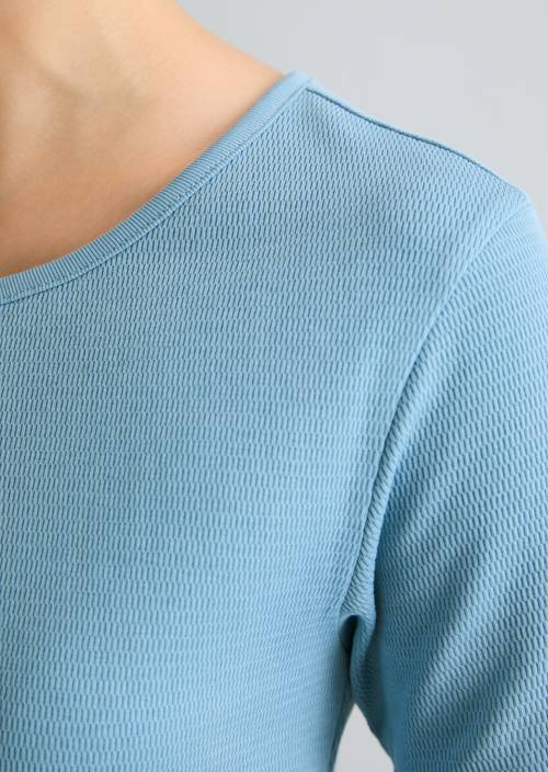 DfC T-shirt with structure relaxed Blue Dawn in detail view