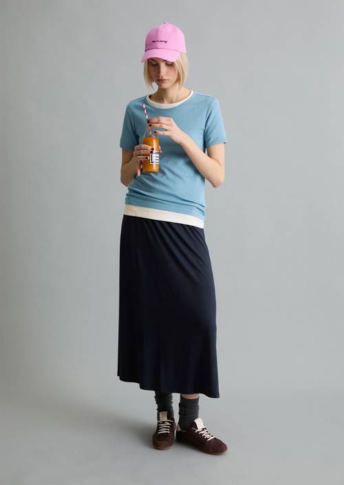 DfC T-shirt with structure relaxed Blue Dawn in front view