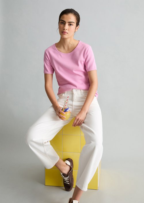 DfC T-shirt with structure relaxed — Pale Bubblegum