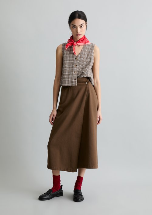 Calf-length skirt flared — Hazelnut Brown