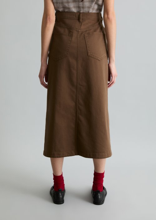 Calf-length skirt flared — Hazelnut Brown