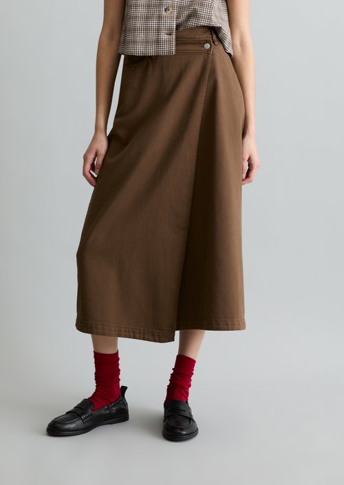 Calf-length skirt flared — Hazelnut Brown