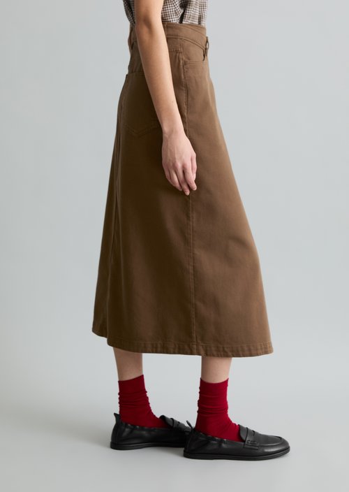 Calf-length skirt flared — Hazelnut Brown