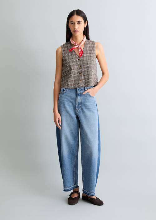 Karierte Weste regular Dark Brown in Frontalansicht