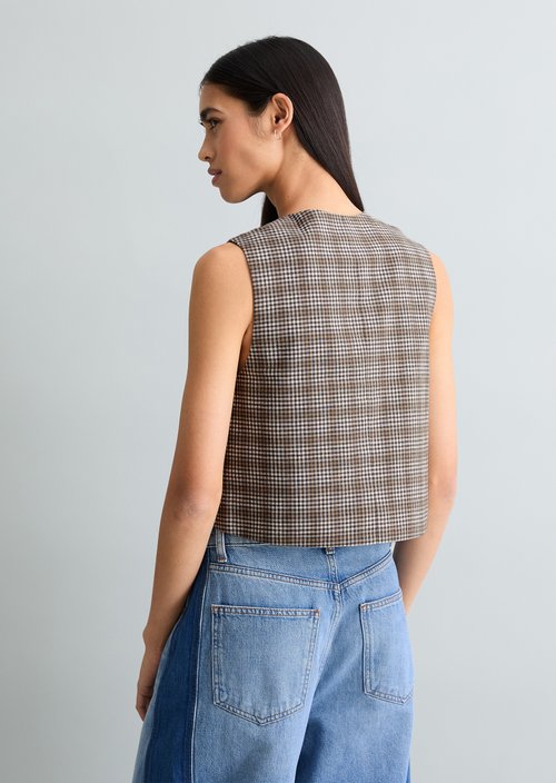 Checked vest regular — Dark Brown