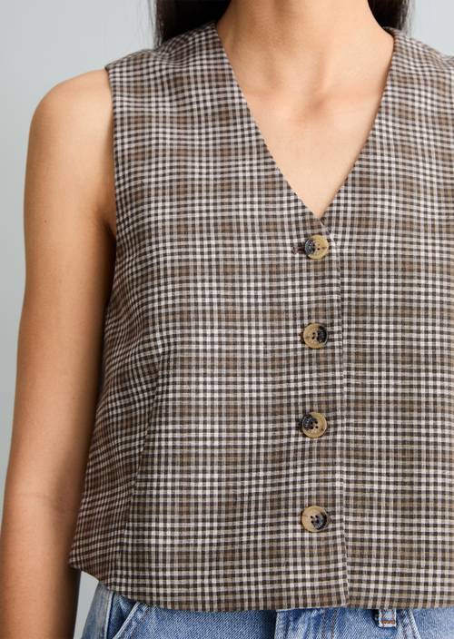 Karierte Weste regular Dark Brown in Detailansicht