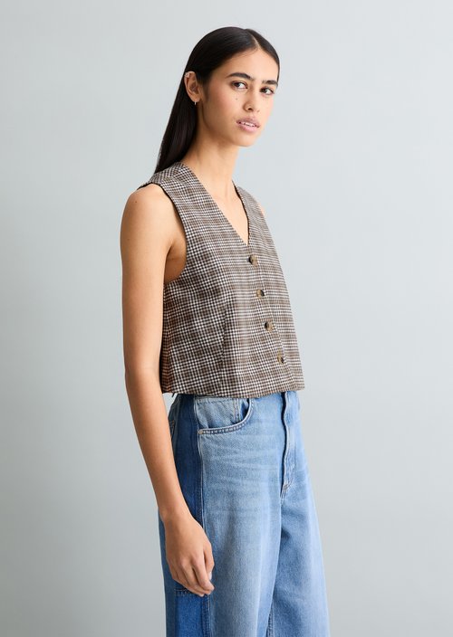 Checked vest regular — Dark Brown