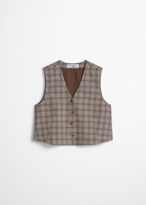 Checked vest regular — Dark Brown