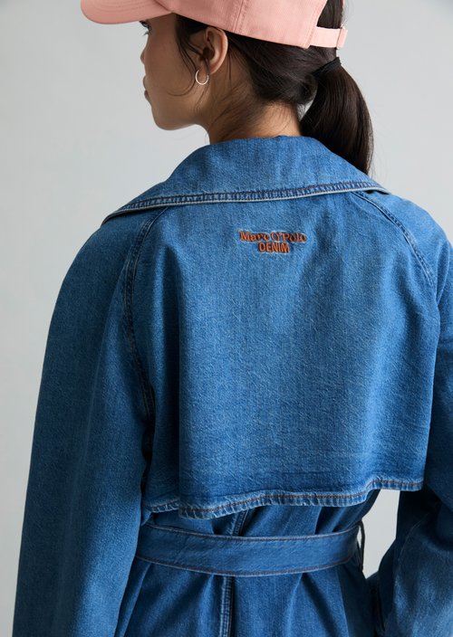 Relaxed denim trench coat — Medium Blue