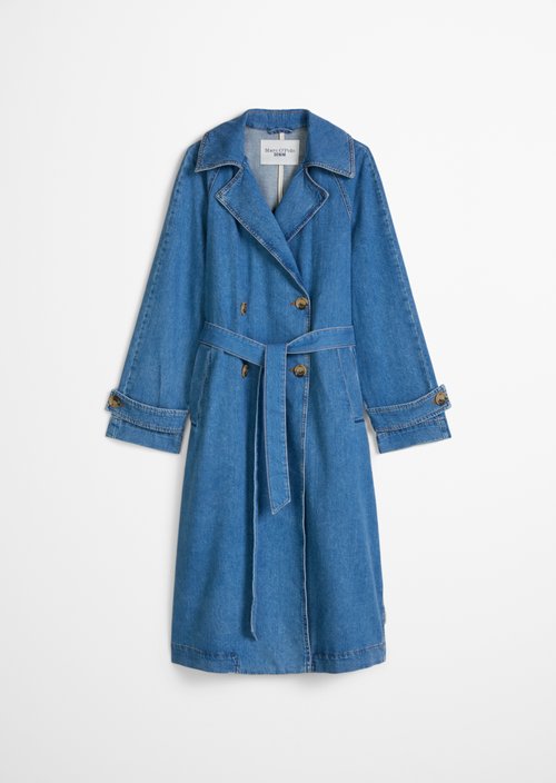 Relaxed denim trench coat — Medium Blue