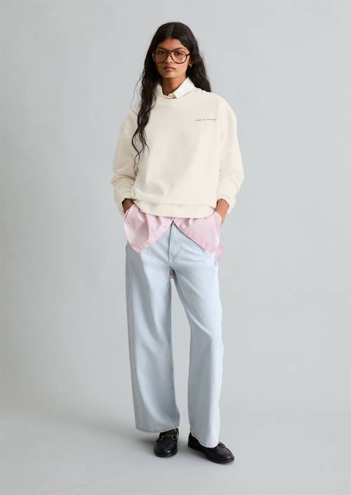 Sweatshirt oversized Silky White in Frontalansicht