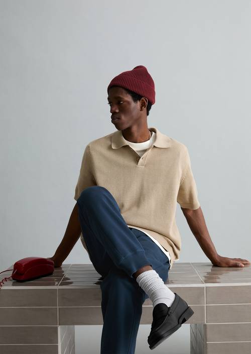 Regular knit polo shirt Pure Cashmere in front view