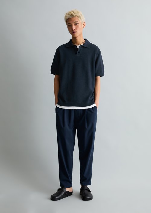 Regular knit polo shirt — True Navy