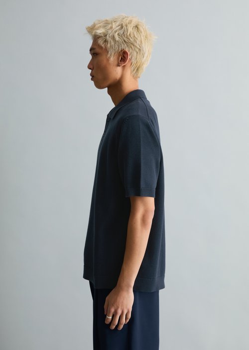Regular knit polo shirt — True Navy