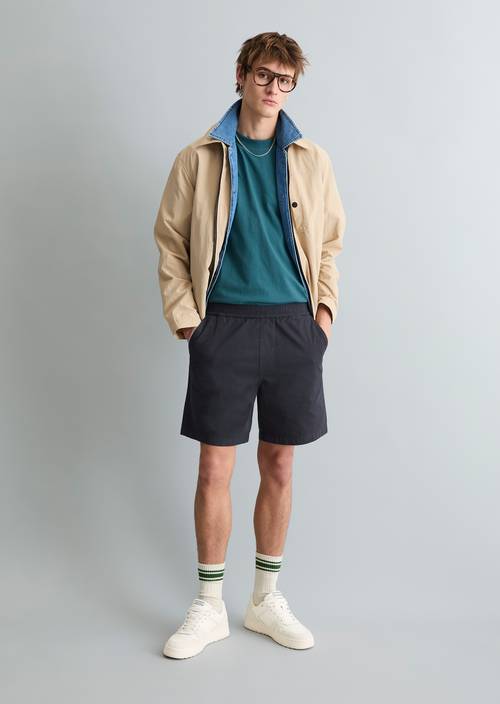 Twill-Jogger-Shorts regular True Navy in Frontalansicht