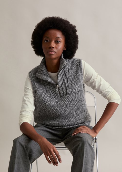 Regular sleeveless troyer — Dark Shadow Melange