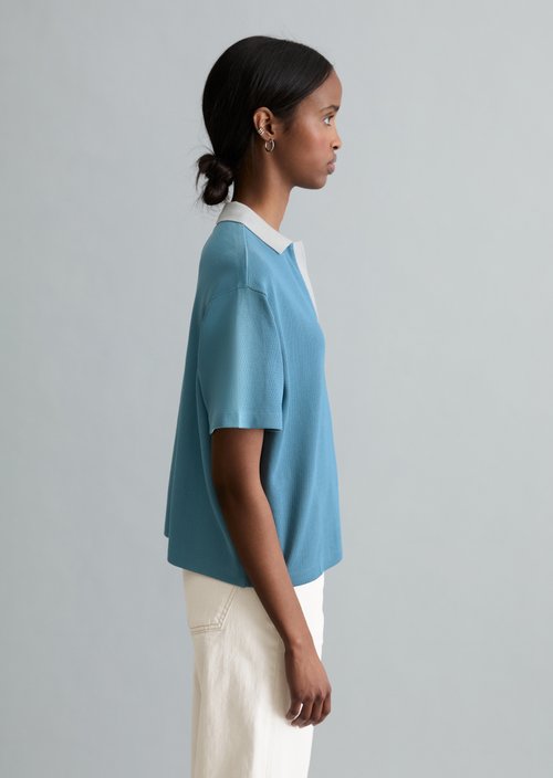 Relaxed polo shirt — Medium Blue