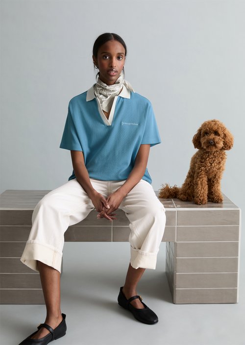 Relaxed polo shirt — Medium Blue
